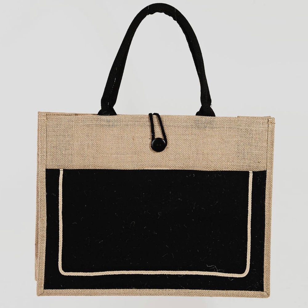 Black Jute Tote Bag